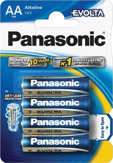 Panasonic 4 Pack Alkaline Batteries AA Evolta 1.5V