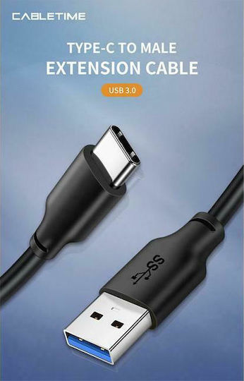 Cabletime C160 USB 3.0 Kabel USB Typ-C männlich - USB-A 15W Schwarzes 1m CT-C160-U33-CMAMN-B1