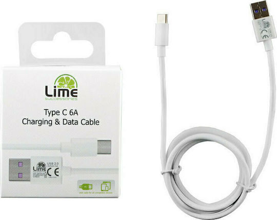Lime USB 2.0 Cable USB-C male - USB-A Λευκό 2m 16793