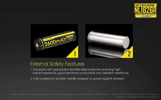 NiteCore NL1826R Baterie Reîncărcabilă 18650 Li-ion 2600mAh 3.6V 1buc