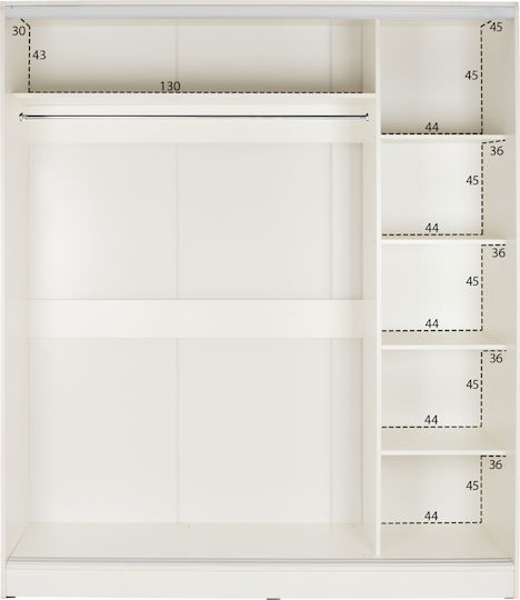 ADLER Doppeltür Kleiderschrank Schieben mit Spiegel Weiß 120x60x220cm