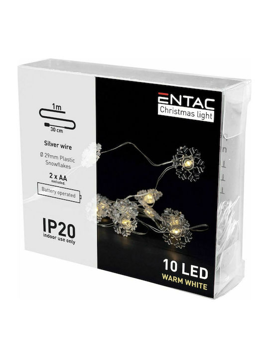 10 Светлини LED 1m. Топъл бял На батерия тип Лента 1бр