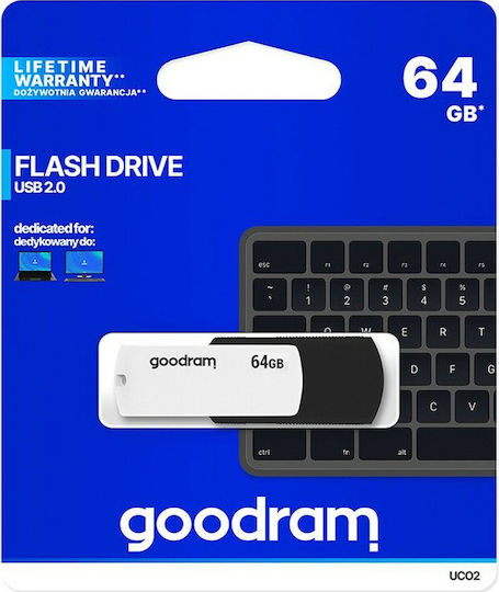 GoodRAM UCO2 64GB USB 2.0 Stick Λευκό
