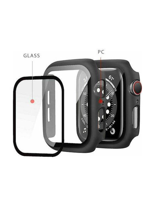Tech-Protect Defense 360 Plastic Case with Glass in Black color for Apple Watch 45mm