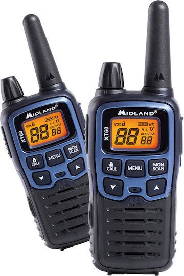 Midland XT60 Walkie Talkie with Monochrome Screen Set of 2pcs In Blue Color