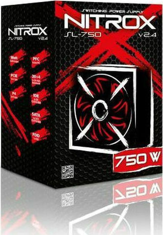 Inter-Tech Nitrox SL-750W rev. 2.4 750W Schwarz Computer-Netzteil Voll verkabelt