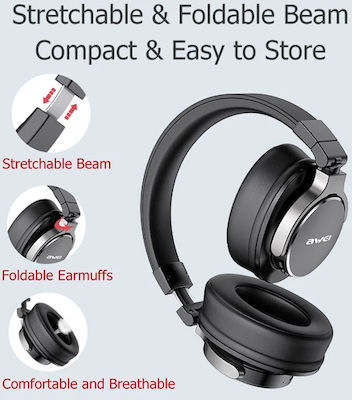 Awei A710BL Wireless/Wired Over Ear Headphones with 20 hours of Operation Blacα AW-A710BL