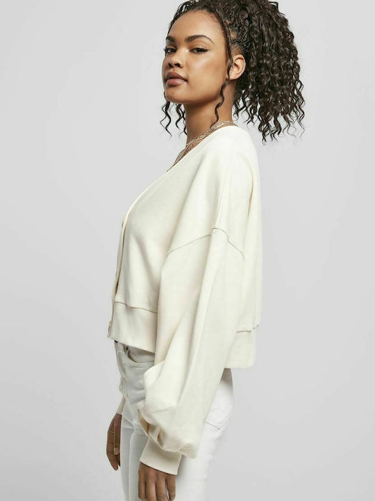 Short Women's Knitted Cardigan White Sand