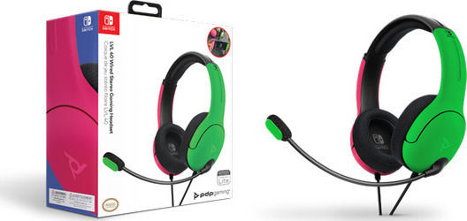 PDP LVL40 Switch Over Ear Gaming Headset με σύνδεση 3.5mm Pink / Green for Nintendo Switch