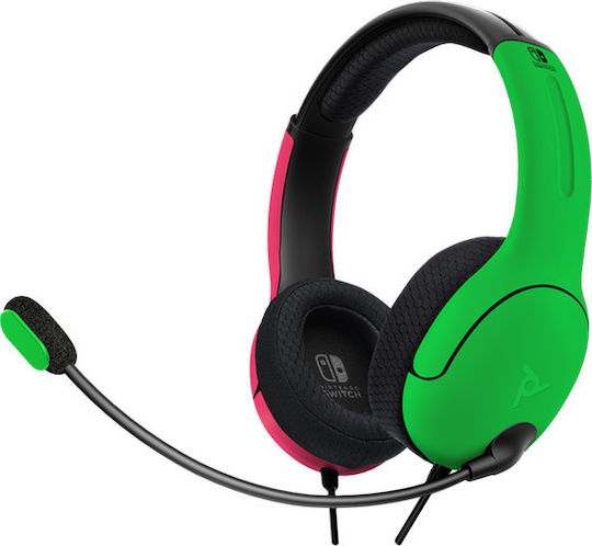 PDP LVL40 Switch Over Ear Gaming Headset με σύνδεση 3.5mm Pink / Green for Nintendo Switch