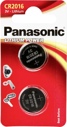 Panasonic Lithium Power Μπαταρίες Ρολογιών CR2016 3V 2τμχ