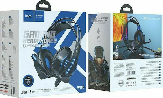 Hoco W102 Cool Tour Over Ear Gaming Headset with Connection 3.5mm / USB Blue