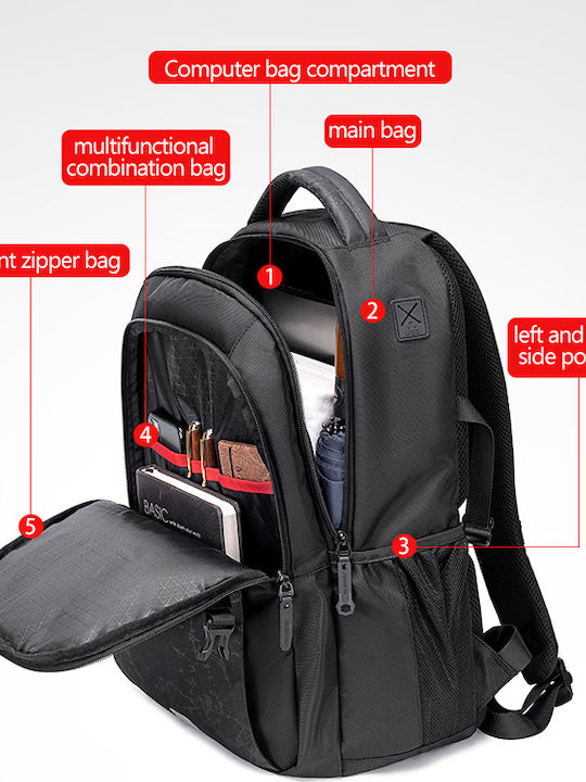 Arctic Hunter Golden Wolf GB00433 Waterproof Backpack Backpack for 15.6" Laptop Black