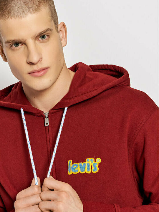 Graphic Sweatshirt mit Kapuze Burgundisch