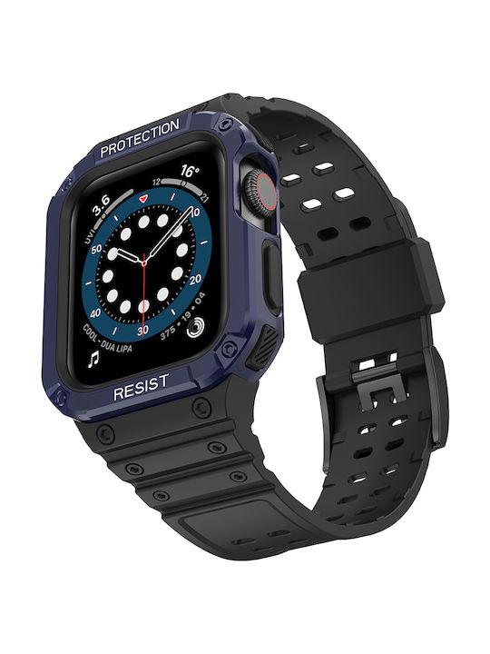 Hurtel Armored Hülle & Armband Silikon Blue/Black (Apple Watch 44/45/46mm/Ultra 49mm)