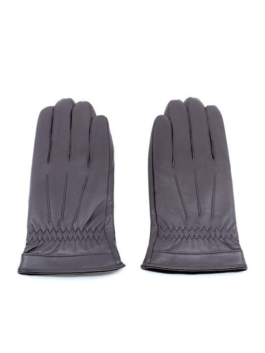 Men's Leather Touch Gloves Brown 1014