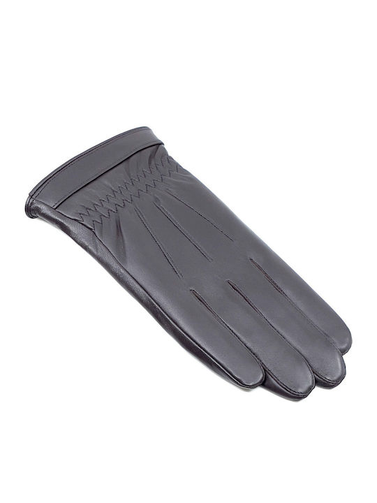 Men's Leather Touch Gloves Brown 1014