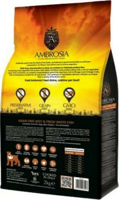 Ambrosia Beef & Fresh White Fish Mini Adults Grain Free Dry Dog Food for Small Breeds with Meat and Fish 2kg