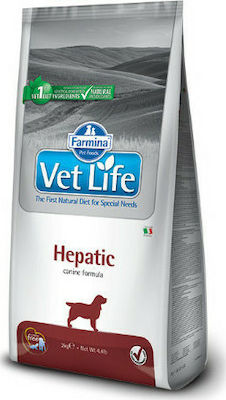 Farmina Vet Life Hepatic 2kg Trockenfutter für erwachsene Hunde mit Mais, Reis und Fisch