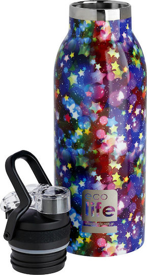 Ecolife Thermos Recyclable Bottle Thermos Stainless Steel BPA Free 550ml Multicolour with Mouthpiece and Straw
