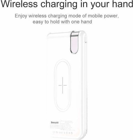 Baseus Thin Version Wireless Power Bank 10000mAh 5W με Θύρα USB-A Λευκό
