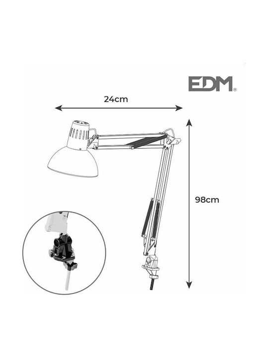 Office Lamp with Foldable Arm for Socket E27 in Black Color