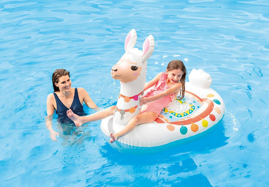 Intex Cute Llama Παιδικό Φουσκωτό Ride On Θαλάσσης με Χειρολαβές Λευκό 135x112cm