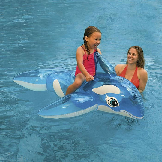 Intex Kinder-Equipment Ride On Wal Kinder-Equipment aufblasbares Tier mit Griffen Hellblau 152x114cm
