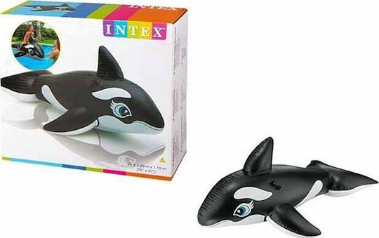Intex Whale Детски Надуваем Езда На За Плаж С Дръжки Черен 193x119см