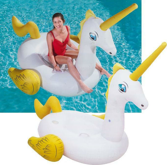 Bestway Inflatable Ride On for Sea Unicorn with Handles White 220x195cm