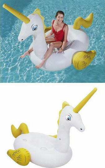 Bestway Inflatable Ride On for Sea Unicorn with Handles White 220x195cm