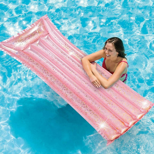 Intex Glitter Mat Φουσκωτό Στρώμα Θαλάσσης Ροζ με Glitter 170x53cm