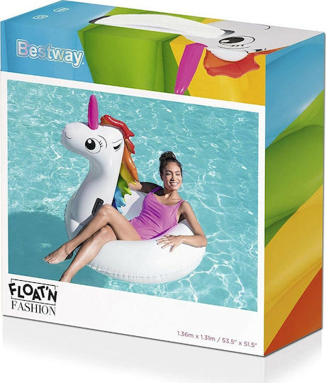 Bestway Aufblasbares für den Pool Einhorn mit Griffen Weiß 136cm
