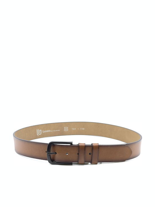 -A Wide Men's Belt Leather Dark Cognac