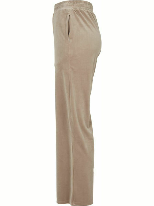 Sweatpants Wide Velvet Beige