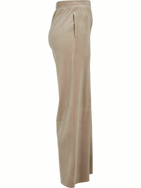 Sweatpants Wide Velvet Beige