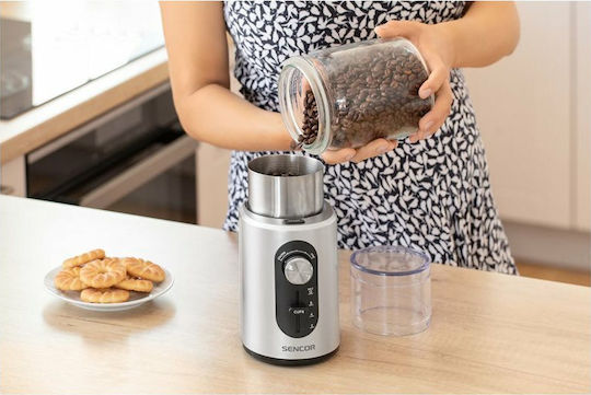 Sencor Electric Coffee Grinder 200W for 60gr Beans Silver