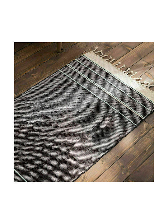 Gofis Home Aladdin Χαλί Ορθογώνιο με Κρόσια Μαύρο / Σιέλ 704/14 130x190cm