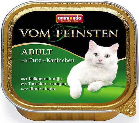 Animonda Vom Feinsten Cats Moist Food Wet Food for Adult Cats in Trays with Turkey and Rabbit Grain-Free 100gr