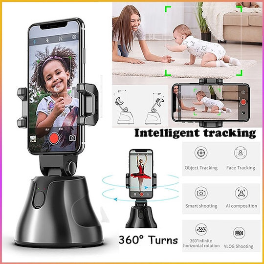 Following Face 360 Mobile Phone Stand with Face Detection in Black Colour