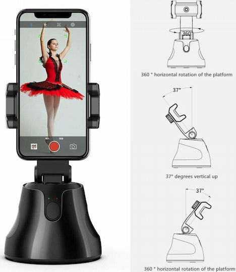 Following Face 360 Mobile Phone Stand with Face Detection in Black Colour