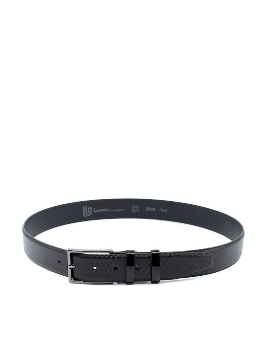 L-2030-L Men's Belt Leather Black L-2030-L PATENT LEATHER BLACK