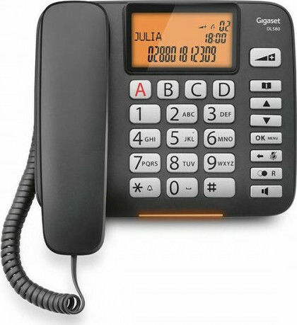 Gigaset DL580 Corded Office Phone for Seniors Black S30350-S216-B101