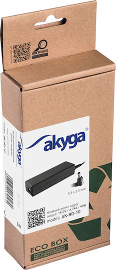 Akyga Φορτιστής Laptop 90W 19.0V 4.74A για Lenovo / Asus / Toshiba χωρίς Καλώδιο Τροφοδοσίας