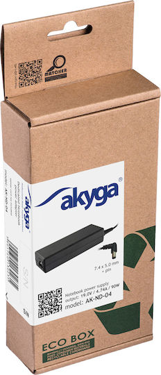 Akyga Φορτιστής Laptop 90W 19.0V 4.7A για HP χωρίς Καλώδιο Τροφοδοσίας