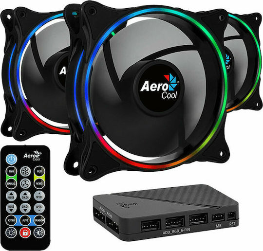 Aerocool Eclipse 12 Pro Вентилатор За Кутия 120мм (1200rpm / 32.1cfm) С ARGB Осветление И Свързване 6-Pin 3бр