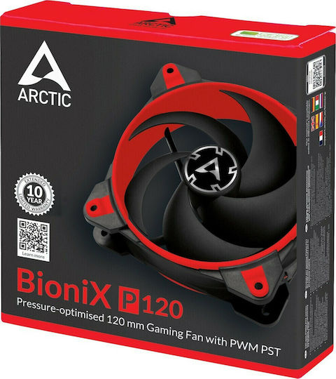 Arctic Bionix P120 Case Fan (2100rpm / 67.56cfm) Without LED Lighting And Connection 4-Pin Molex / 4-Pin PWM Red