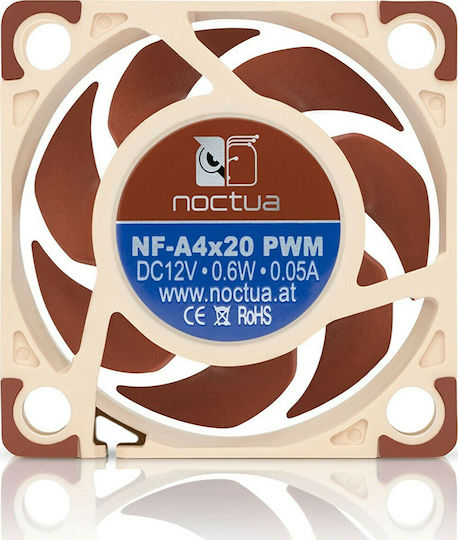 Noctua NF-A4x20 12V Case Fan 40mm (5000rpm / 5.53cfm) Χωρίς Led Φωτισμό και Σύνδεση 4-Pin PWM Καφέ