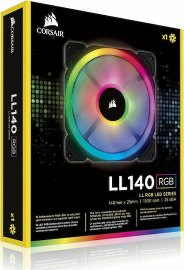 Corsair LL140 RGB Case Fan (1300rpm / 51.5cfm) με Σύνδεση 4-Pin PWM