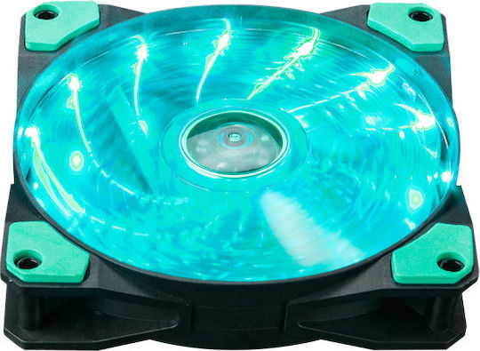 Marvo FN10 Case Fan 120mm (1200rpm / 53.2cfm) With Green Lighting And 3-Pin / 4-Pin Molex Green Connection